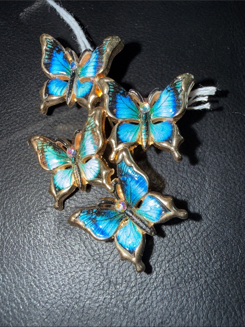 Blue Butterfly Pendant Necklace - Gold Accent
